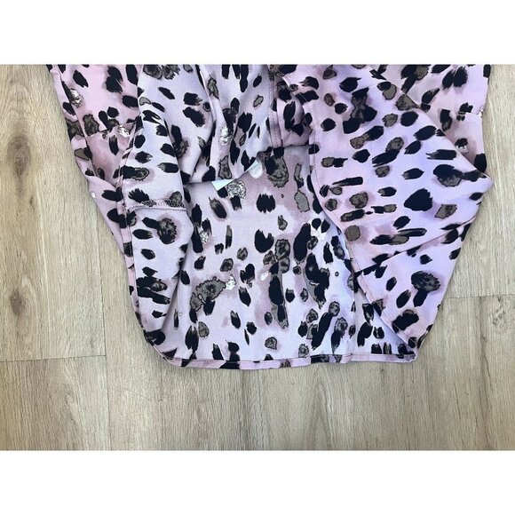 NWT Unique Vintage Retro Pink Leopard Print Scoopneck Blouse L - Picture 4 of 7